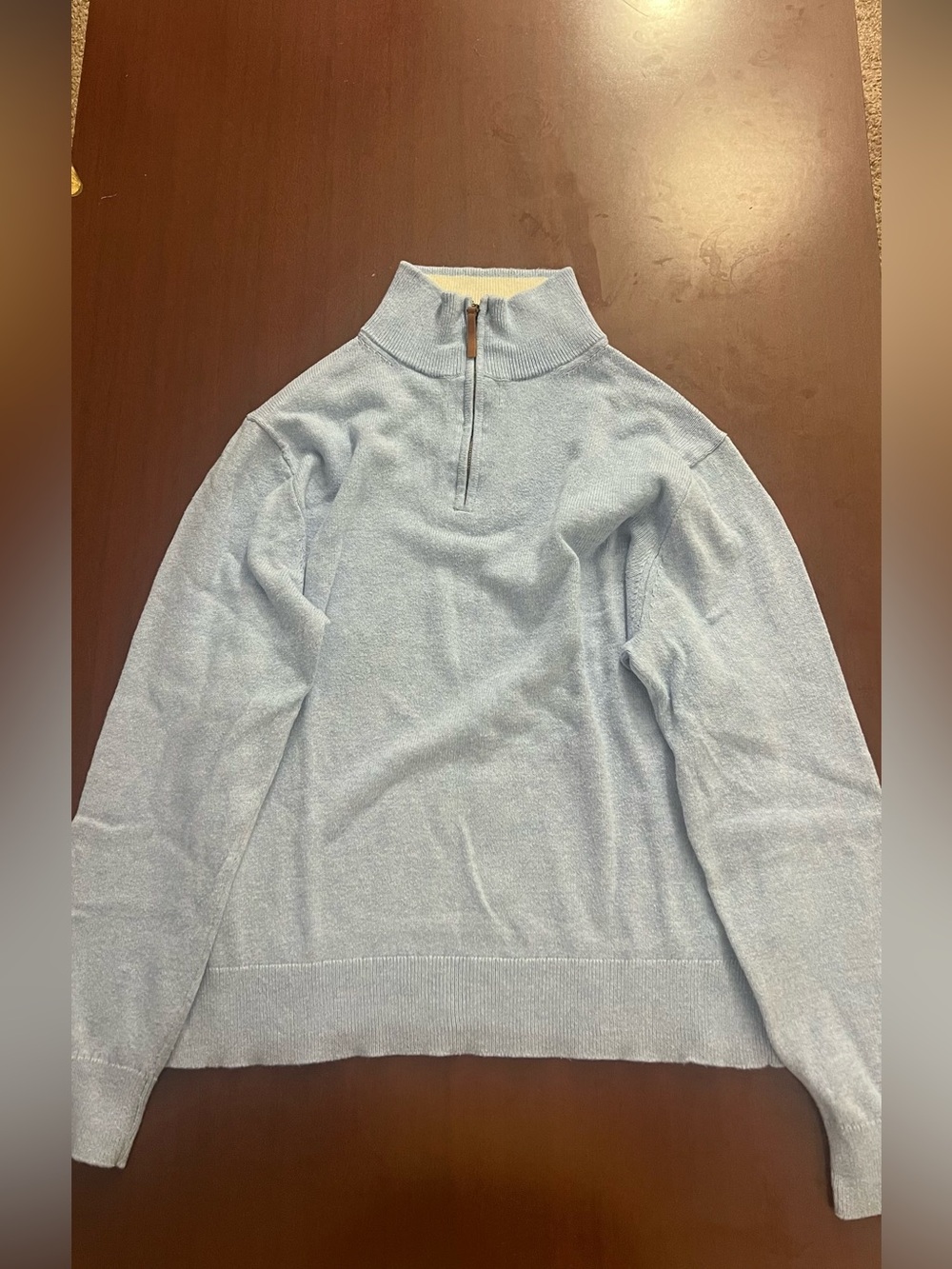 J. Crew Cotton Light Blue Half-Zip Knit Sweater